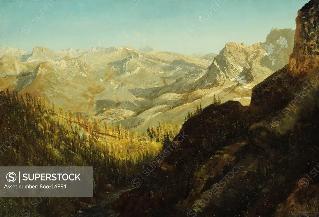 Sierra Nevada Mountains, California. Albert Bierstadt (1830-1902). Oil on paper. 48.4 x 71.4cm.