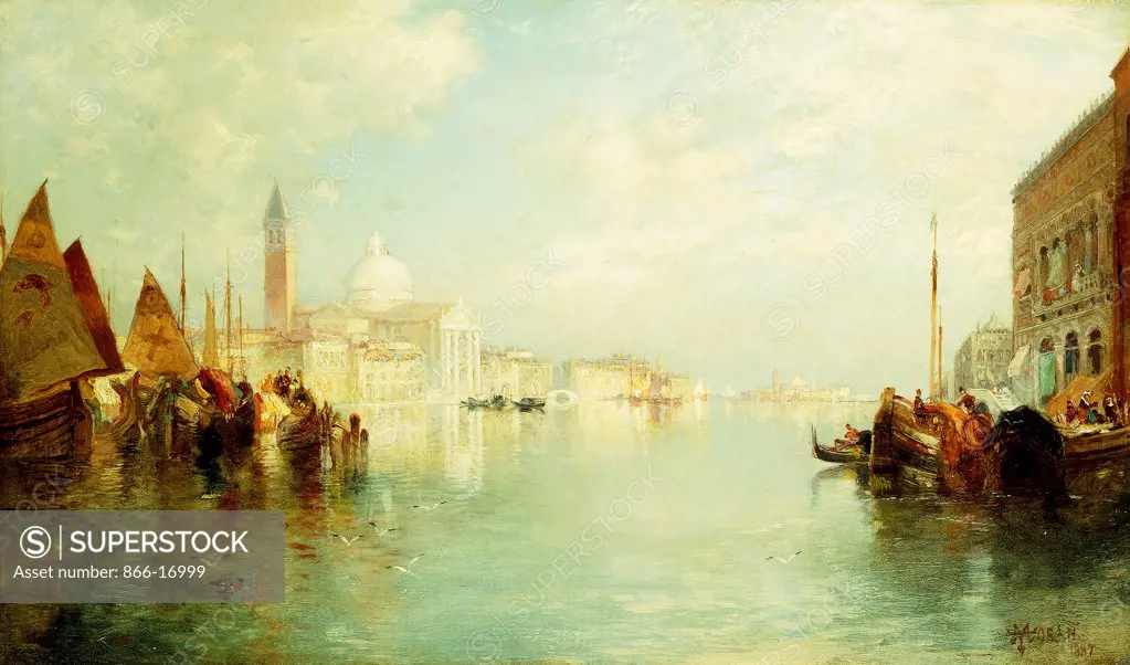 The Grand Canal. Thomas Moran (1837-1926). Oil on canvas. Painted in 1887. 30.5 x 51cm.