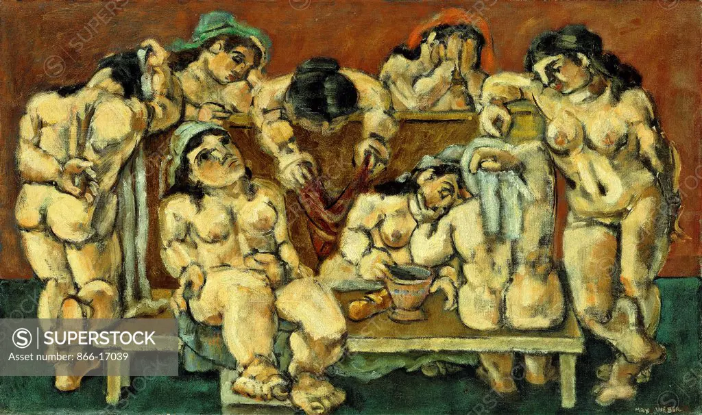 After the Bath. Max Weber (1881-1961). Oil on canvas. Painted in 1927. 45.2 x 76.2cm.