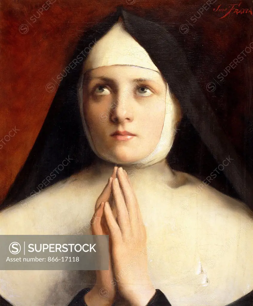 The Nun: La Religieuse. Jose Frappa. (1854-1904). Oil on canvas. 46.4 x 38.4cm.