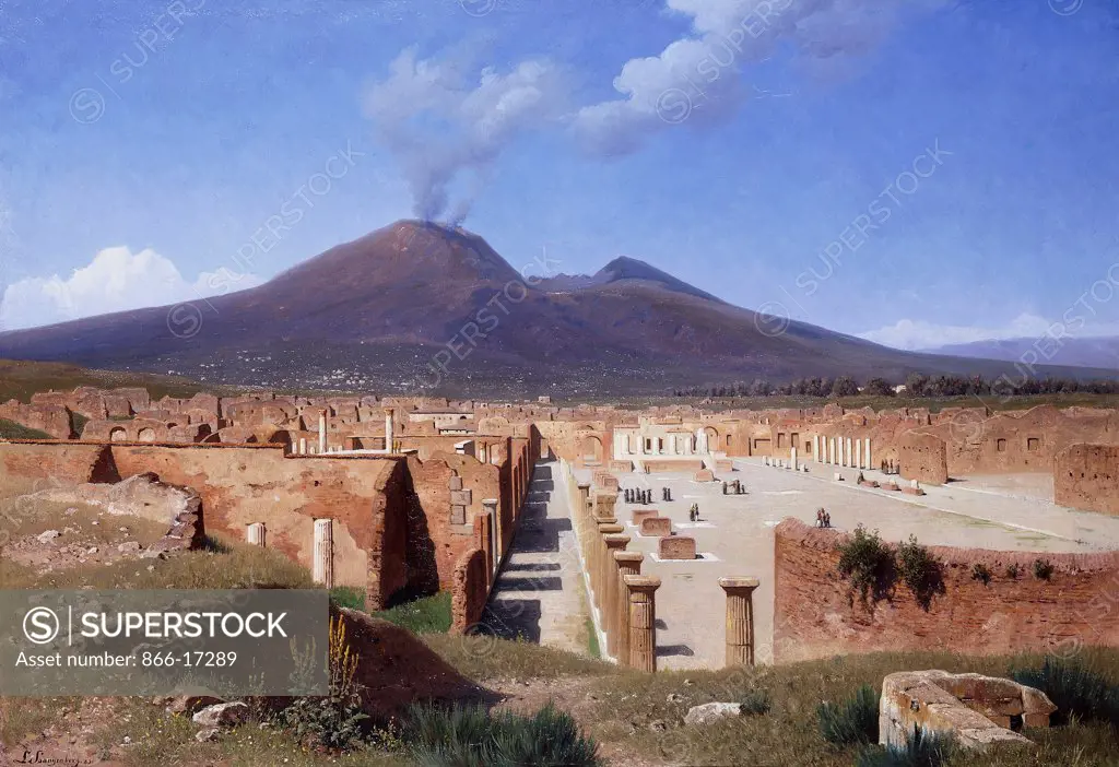 Vesuvius from Pompei. Louis Spangenberg (1824-1893). Oil on canvas. Signed and dated 1883. 66 x 95.2cm.