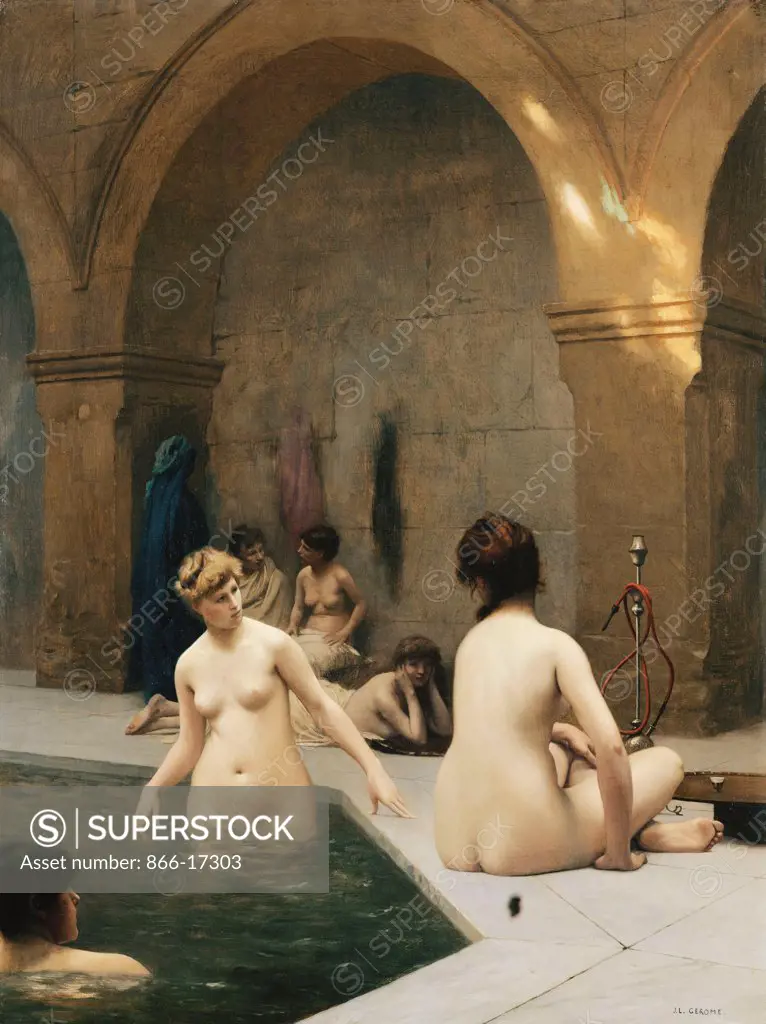 The Bathers; The Baigneuses. Jean Leon Gerome (1824-1904). Oil on canvas. Painted circa 1889. 61.5 x 46cm.
