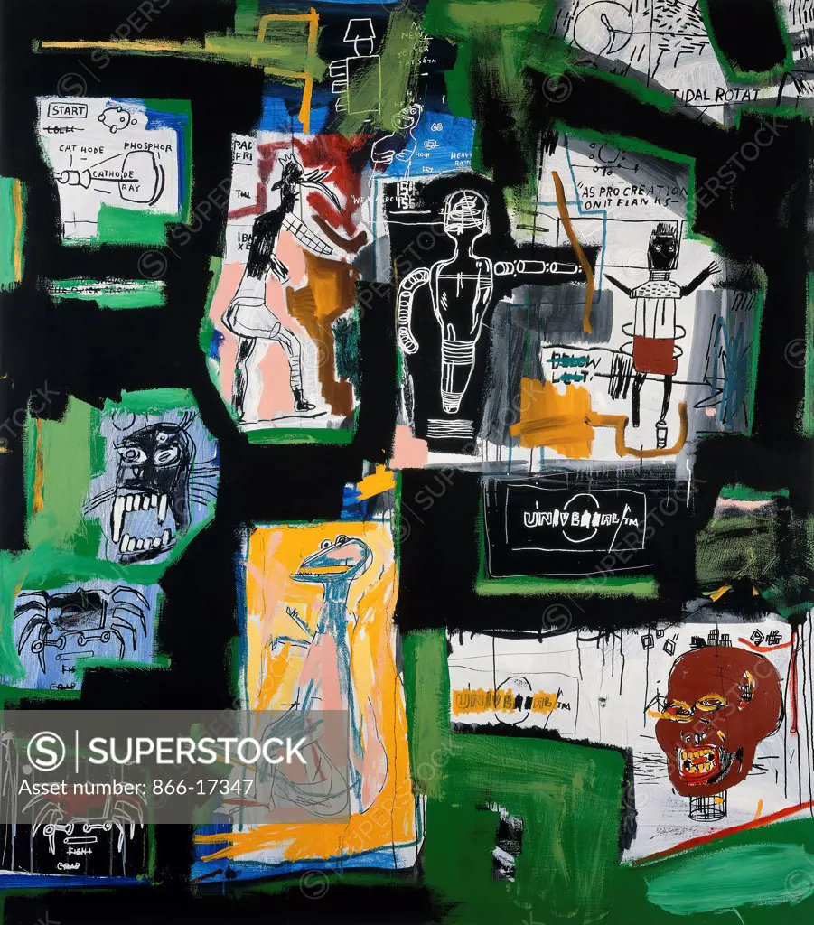 Untitled. Jean Michel Basquiat (1960-1988). Acrylic, oilstick and silkscreen on canvas. Painted in 1984. 223.5 x 195.5cm.