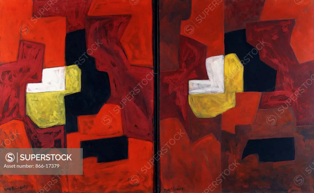 Composition (Dyptich). Serge Poliakoff (1900-1969). Oil on canvas. Painted in 1967. 91 x 73cm.