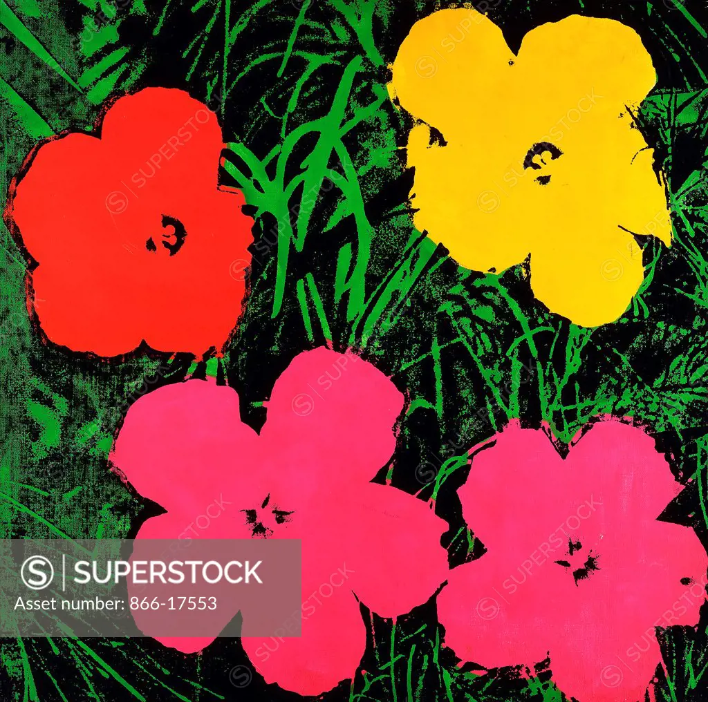 Two Foot Flowers. Andy Warhol (1930-1987). Silkscreen inks and synthetic polymer on canvas. Signed and dated 1964. 60.9 x 60.9cm.