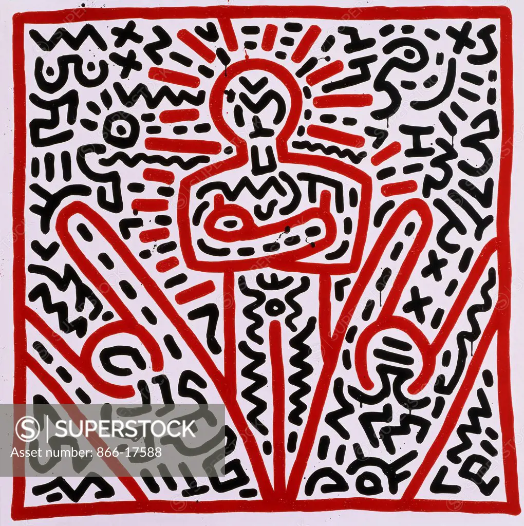 Untitled. Keith Haring (1958-1990). Baked enamel on metal. Executed in 1982. 109 x 109cm.