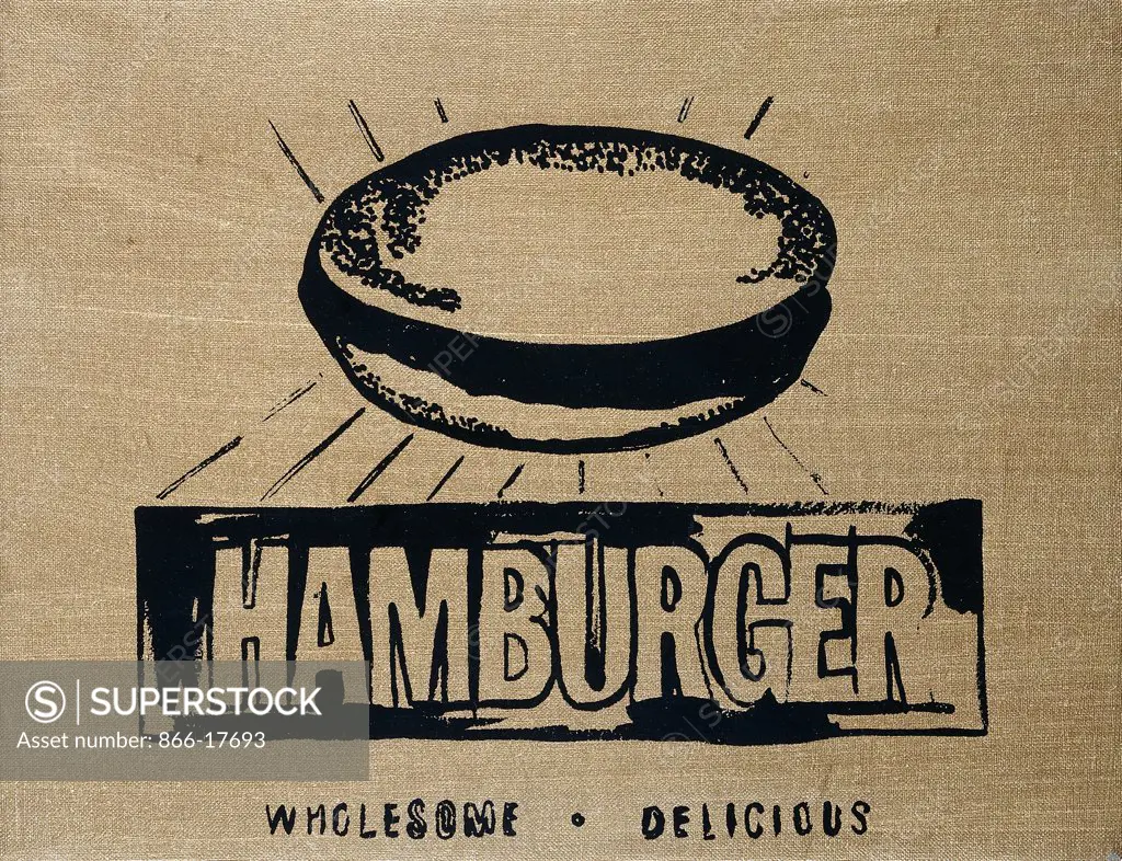 Hamburger. Andy Warhol (1930-1987). Synthetic polymer and silkscreen inks on canvas. Signed and dated 1986. 28 x 35.6cm.