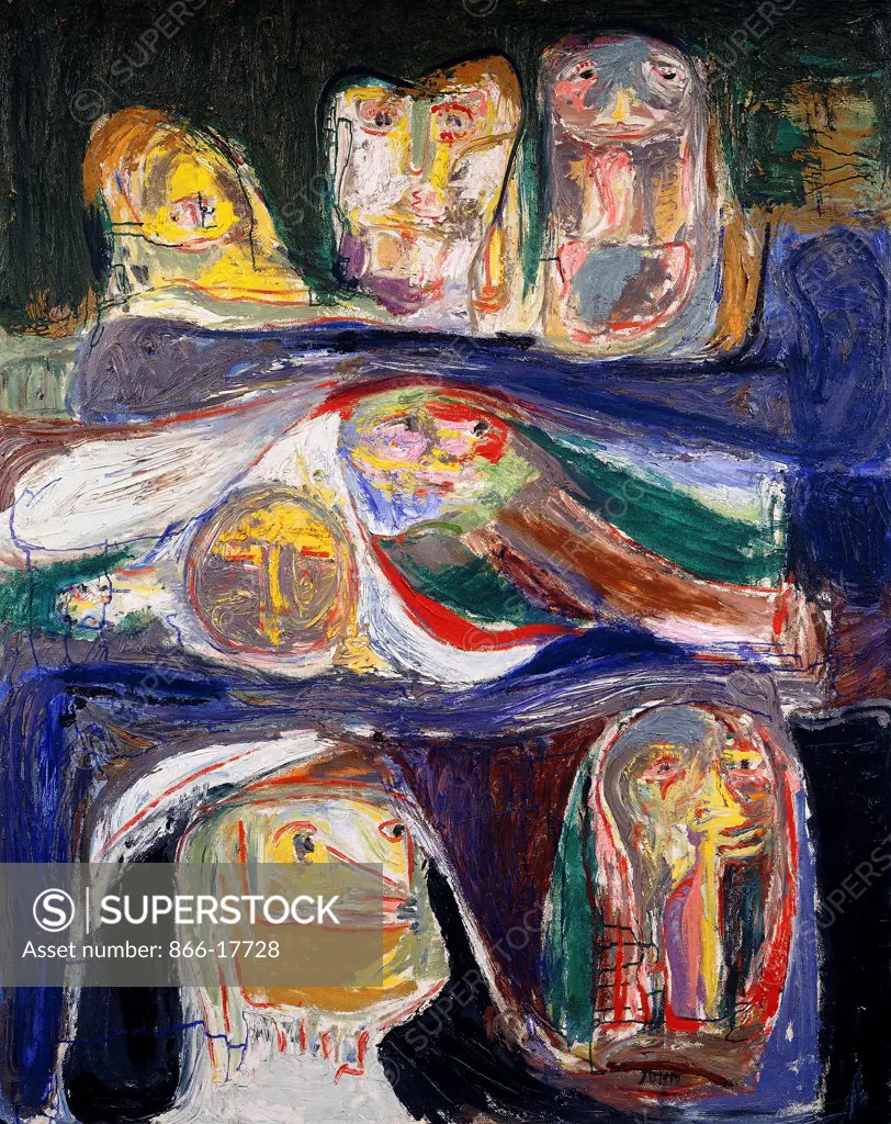 Repose. Asger Jorn (1914-1973). Oil on board. Painted 1953-1959. 151 x 120.3cm.