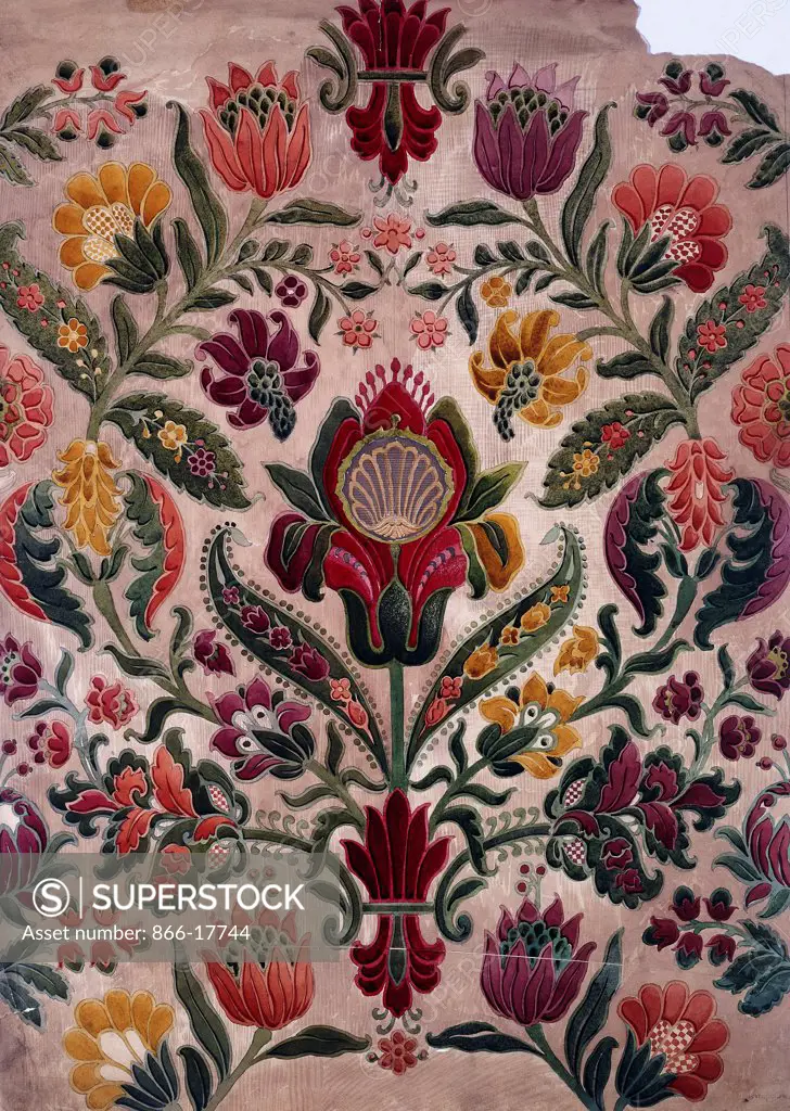 A Full-colour Cartoon of Tapestry, Silk or Wallpaper. English School, circa 1830-40. Pencil and watercolour. 71 x 53.5cm.