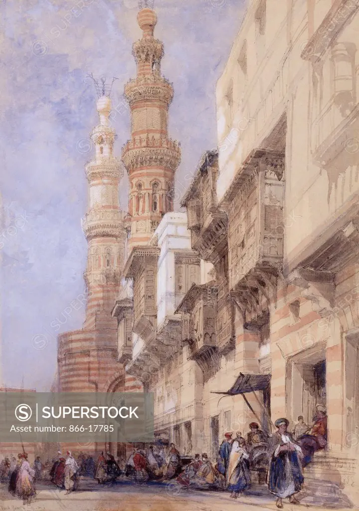 The Gate of Metwaley, Cairo. David Roberts (1796-1864). Pencil and watercolour. Executed in 1838. 34.2 x 24.7cm.