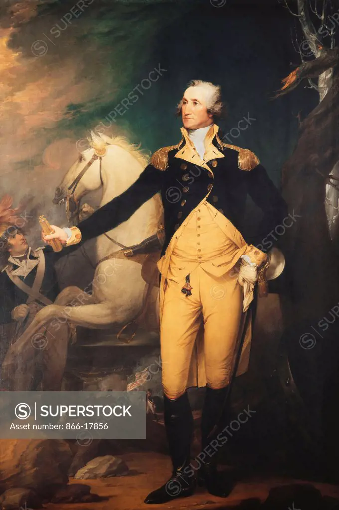 Portrait of General George Washington (1732-1799) at the Battle of Trenton, full-length, in a military uniform. Robert Muller (1773-c.1800). Oil on canvas. Painted circa 1797. 236 x 160cm.