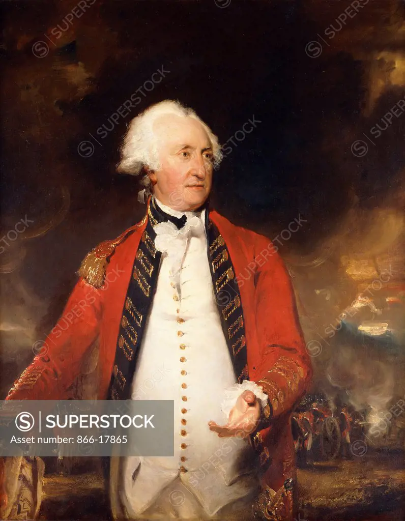 Portrait of General James Pattison (1723-1805) three-quarter-length, in Military Uniform, Holding a Document, a Battle in Progress Beyond. Sir Thomas Lawrence (1769-1830). Oil on canvas. 127 x 101.6cm