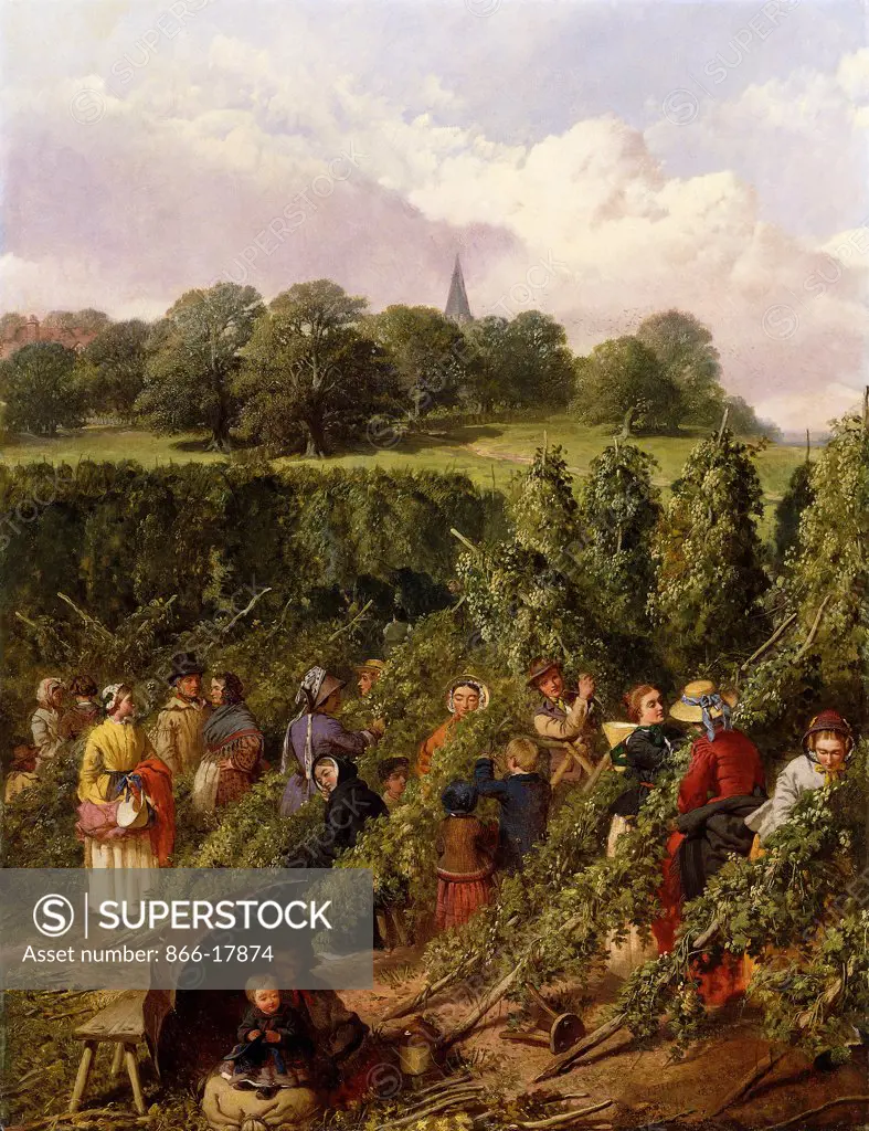 The Hop Pickers. John Frederick Herring (1795-1865). Oil on canvas. Painted in 1855. 91.5 x 71.2cm.