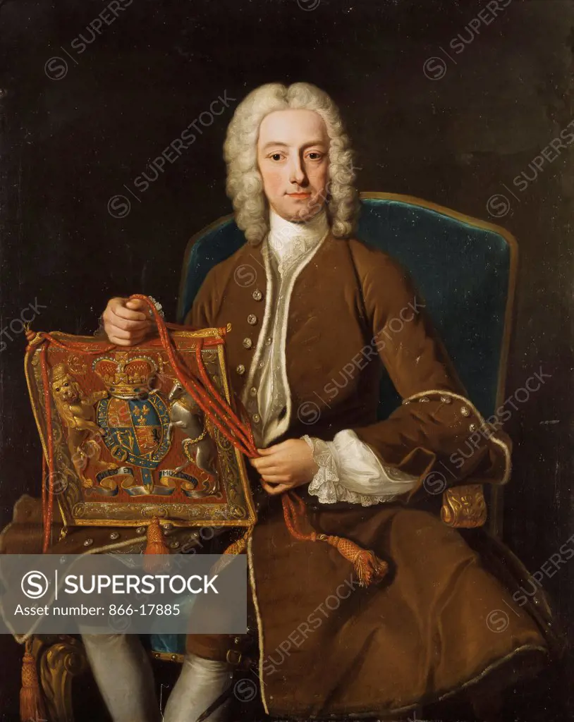 Portrait of John, Lord Henry (1696-1743), three-quarter-length, seated in a Brown Ermine Lined Coat, with the Purse of Lord Privy Seal. Jean Baptiste van Loo (1684-1745) and Studio. Oil on canvas. Painted in 1741. 126.7 x 98cm.