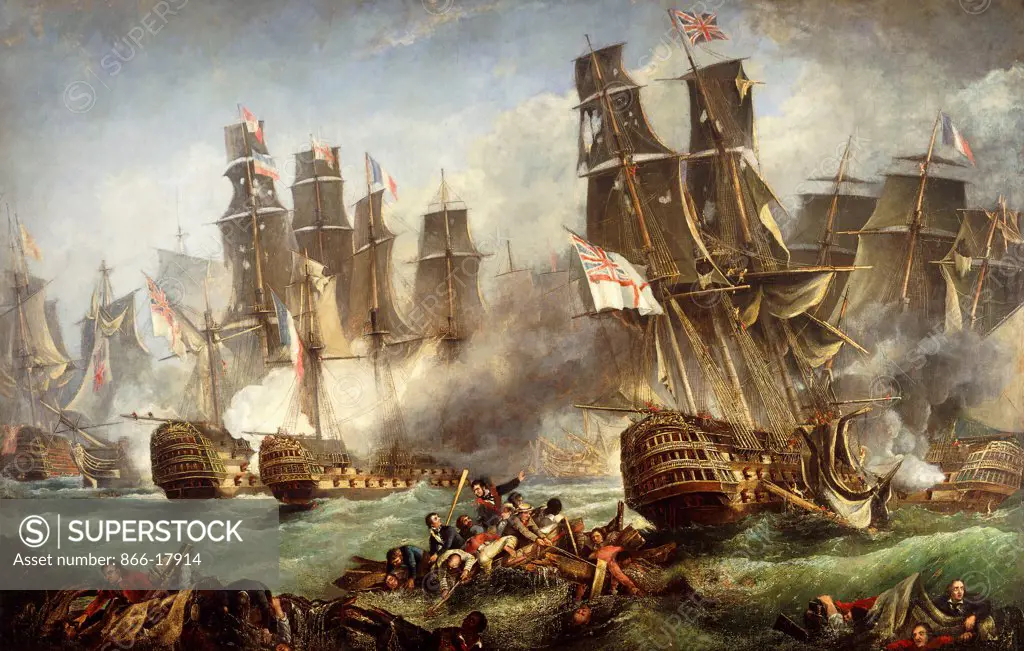 The Battle of Trafalgar. English School, 19th Century. Oil on canvas. 340.5 x 218.5cm