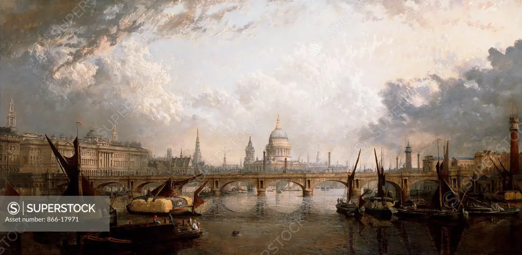 The Thames from Hungerford Bridge. John MacVicar Anderson (1835-1915). oil on canvas. painted in 1871. 76 x 152.5cm.