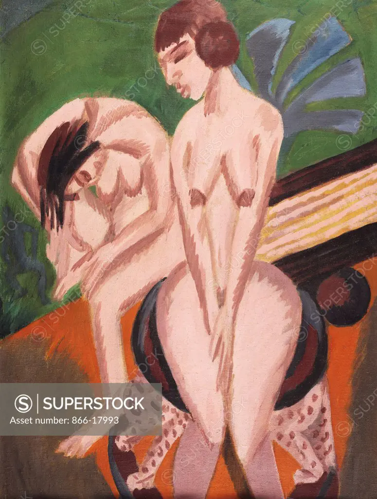 Two Nudes in the Room; Zwei Akte im Raum. Ernst Ludwig Kirchner (1880-1938). Oil on canvas. Painted in 1914. 101.6 x 75cm.