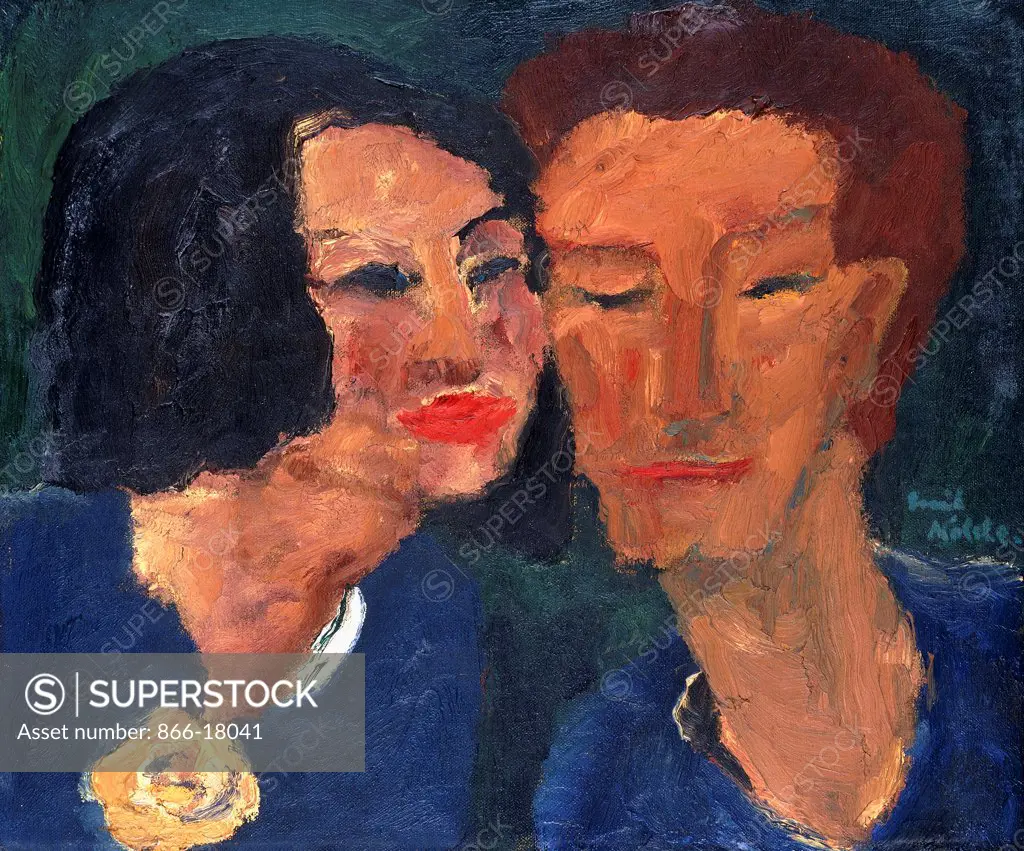 Young Couple; Junges Paar. Emil Nolde (1867-1956). Oil on canvas. Painted in 1918. 53.3 x 63.5cm.