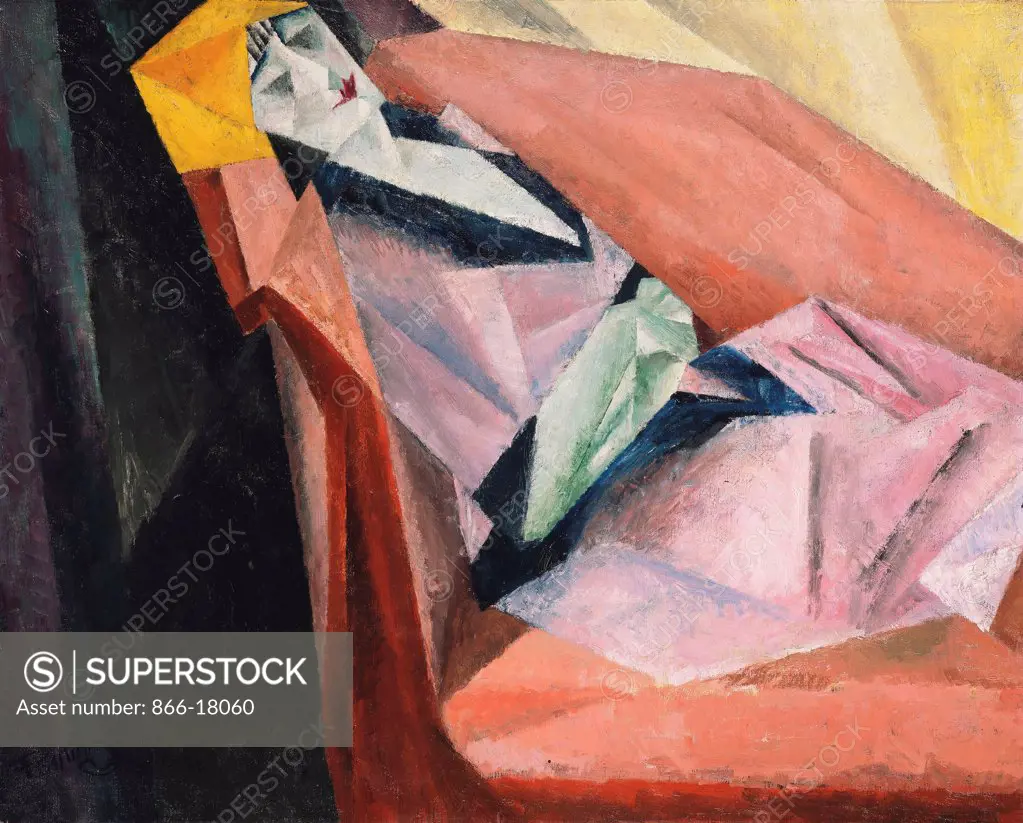 The Sleeper - Julia; Die Schlaferin - Julia. Lyonel Feininger (1871-1956). Oil on canvas. Signed and dated 1913. 80 x 100.3cm.
