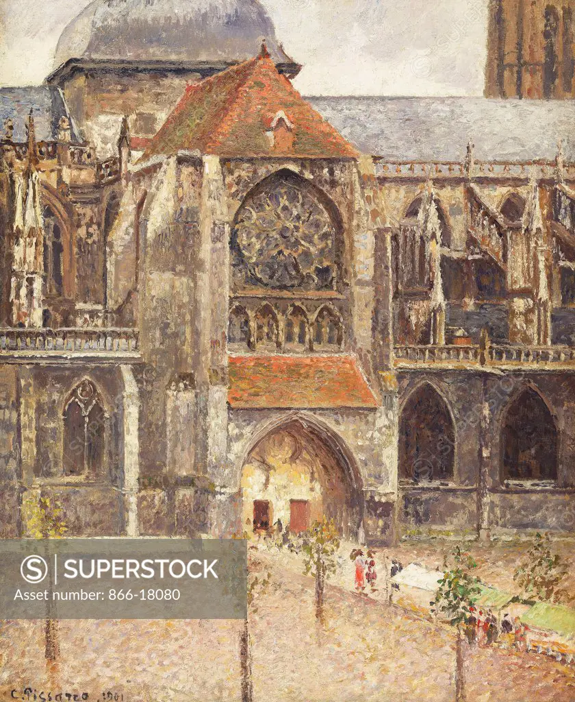 Portal of the Church of the Saint-Jaques in Dieppe; Portail de l'Eglise Saint-Jaques a Dieppe. Camille Pissarro (1830-1903). Oil on canvas. Painted in the Summer of 1901. 78.1 x 65.9cm.