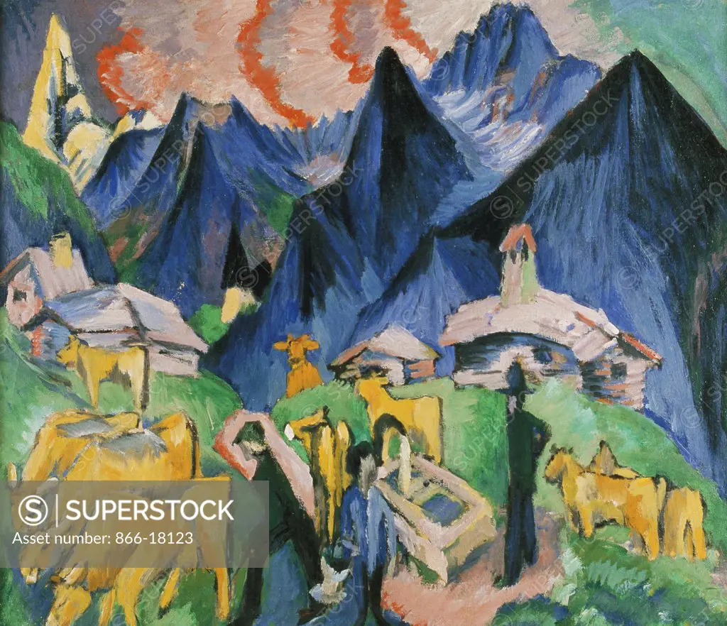 Alpleben, Triptych; Alpleben, Triptychon. Ernst Ludwig Kirchner (1880-1938). Oil on canvas. Painted in 1918. 70 x 80.3cm.