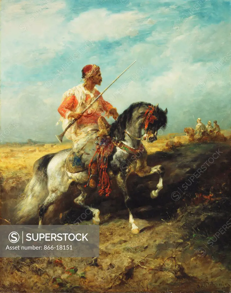 An Arab horseman. Adolf Schreyer (1828-99). Oil on canvas. 81.5 x 65cm.