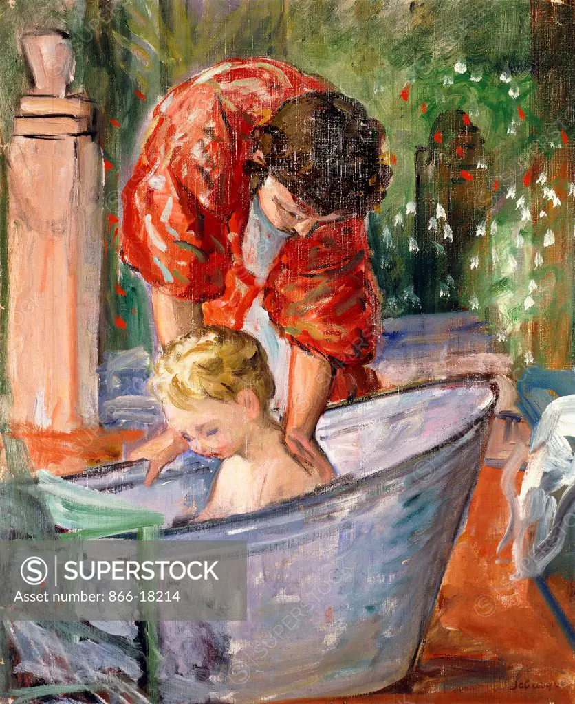 The Bath; Le Bain. Henri Lebasque (1865-1937). Oil on canvas. 62 x 51cm