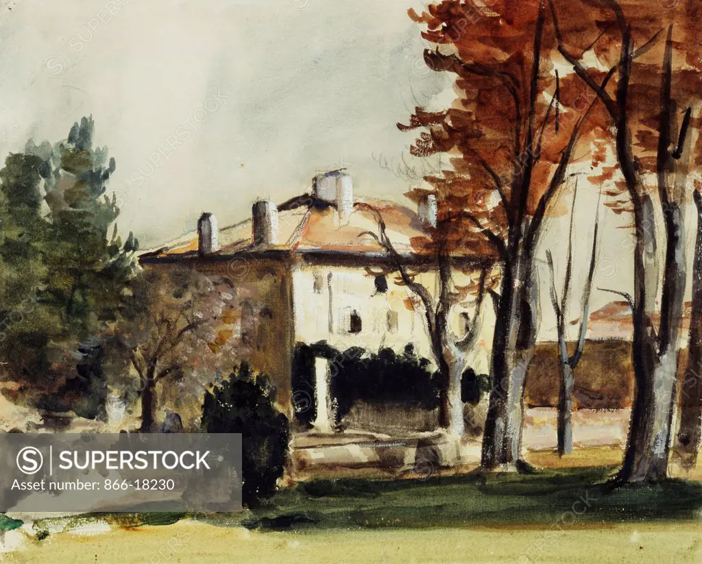 The House of the Jas de Bouffan; Le Manoir du Jas de Bouffan. Paul Cezanne (1839-1906). Watercolour and gouache on paper. Painted circa 1870. 26 x 32cm.