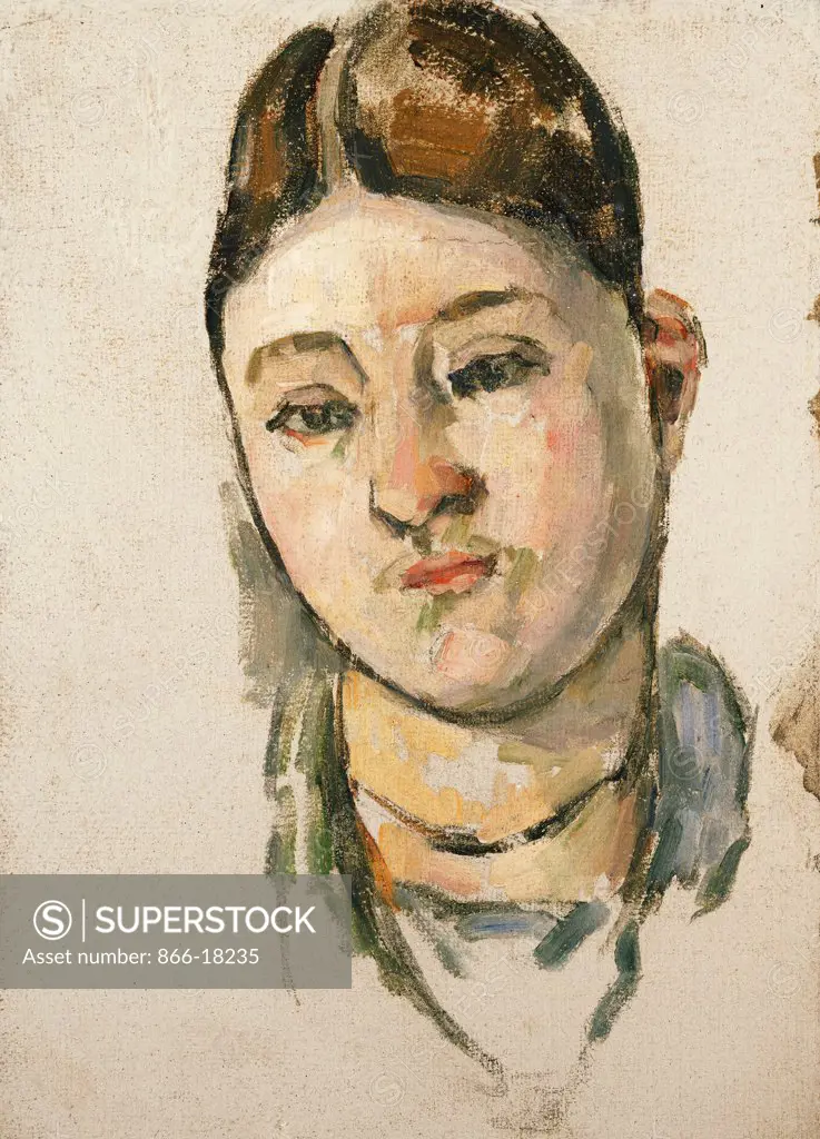 Portrait of Madame Cezanne; Portrait de Madame Cezanne. Paul Cezanne (1839-1906). Oil on canvas. Painted circa 1883. 20 x 14.6cm.