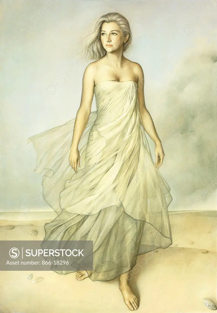 Lady in White; Damo de Blanco. Claudio Bravo (1936-2011). Pastel and pencil on paper. Painted in 1967. 100 x 70cm.