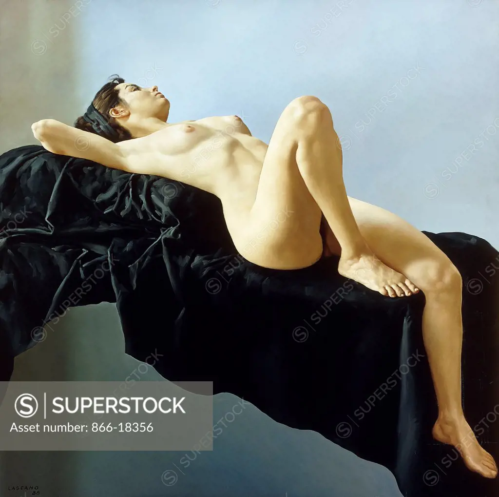 Reclining; Recostada. Juan Lascano (b.1947). Oil on canvas. Painted in 1988. 130 x 130cm.