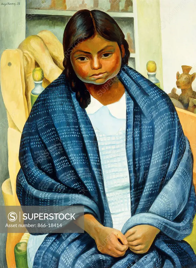 Nina with Rebozo; Nina con Rebozo. Diego Rivera (1886-1957). Oil on canvas. Painted in 1938. 81 x 64cm.