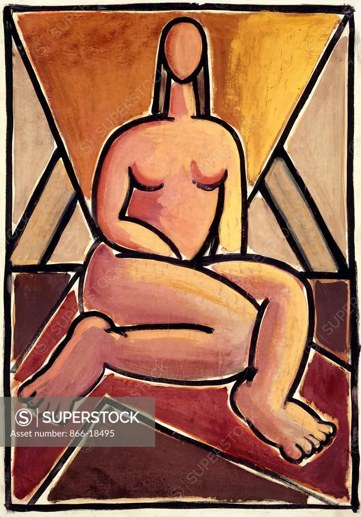 Seated Nude; Denudo Sentado. Wilfredo Lam (1902-1982). Gouache and watercolour on paper laid down on canvas. Painted circa 1938. 90 x 63.5cm.