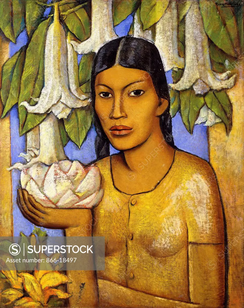 La India de las Floripondias; La India de las Floripondias. Alfredo Ramos Martinez (1872-1946). Oil on canvas. 76.3 x 61cm.
