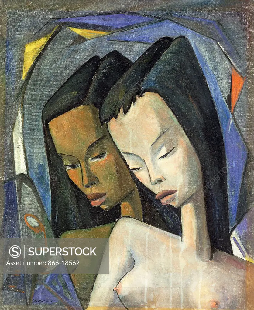 Two Women; Dos Mujeres. Angel Botello(1913-1986). Oil on canvas. 56 x 46cm.