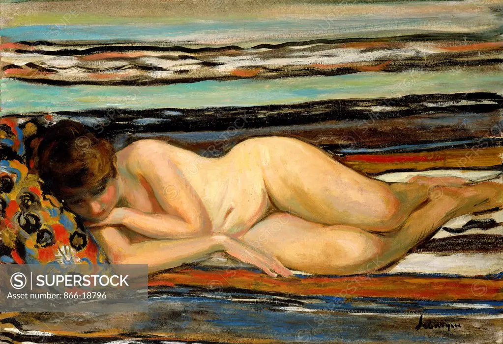 Nude Woman Sleeping; Nu Allonge. Henri Lebasque (1865-1937). Oil on canvas. 38.4 x 55.2cm.