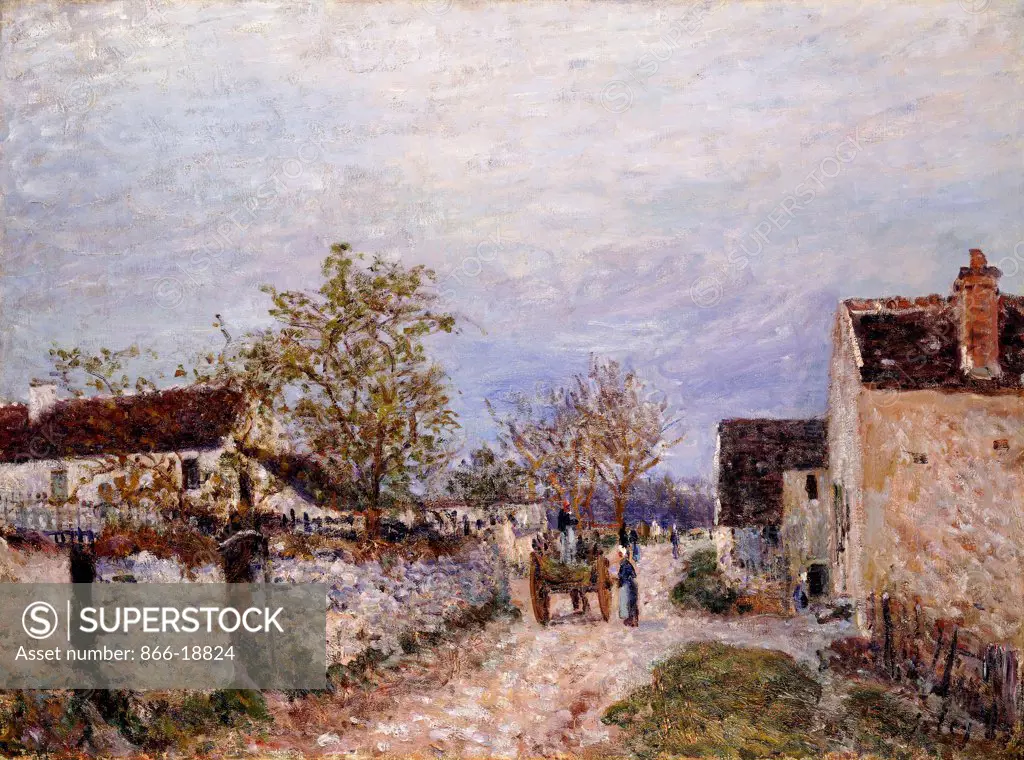 Street at Veneux; Rue a Veneux. Alfred Sisley (1839-1899). Oil on canvas. Painted in 1883. 54.6 x 73.7cm.
