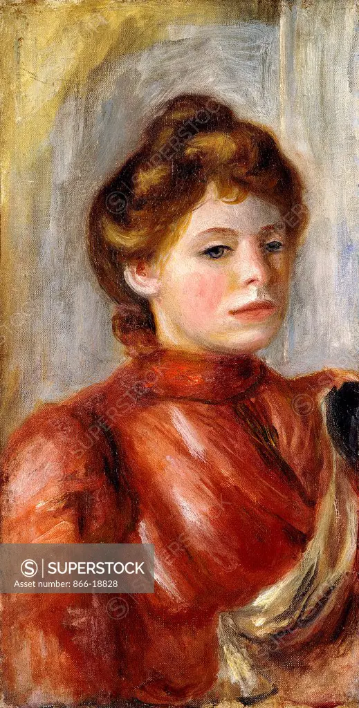 Portrait of Woman; Portrait de Femme. Pierre-Auguste Renoir (1841-1919). Oil on canvas. Painted 1891-1892. 32.4 x 16.8cm.