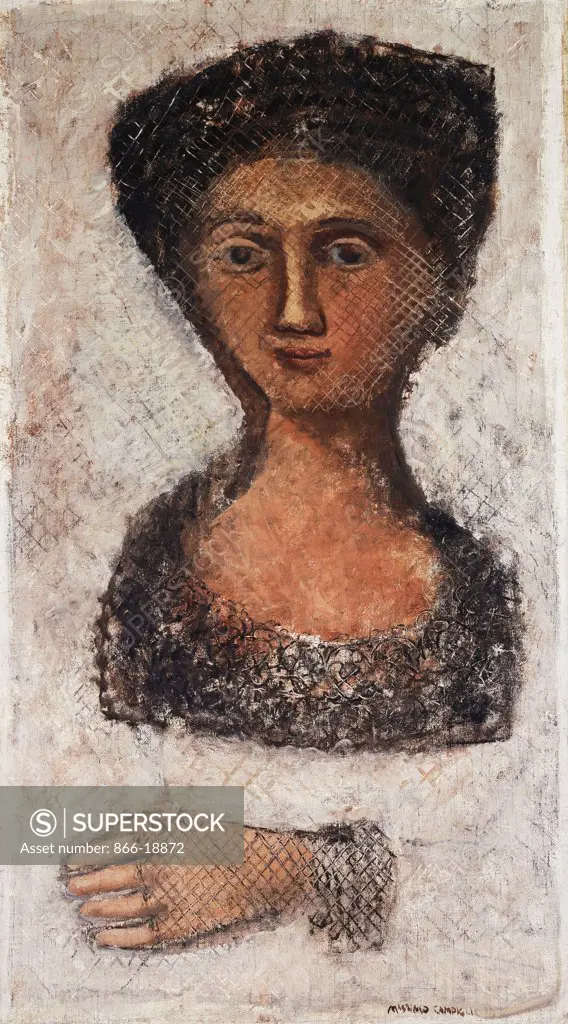 Bust of a Woman; Busto di Donna. Massimo Campigli (1895-1971). Oil on canvas. 80.4 x 45.1cm.