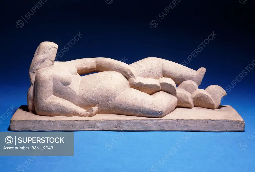Woman Reclining; Femme Accoudee. Henri Laurens (1885-1954). Terracotta. Cast in 1927. 44.5cm high.