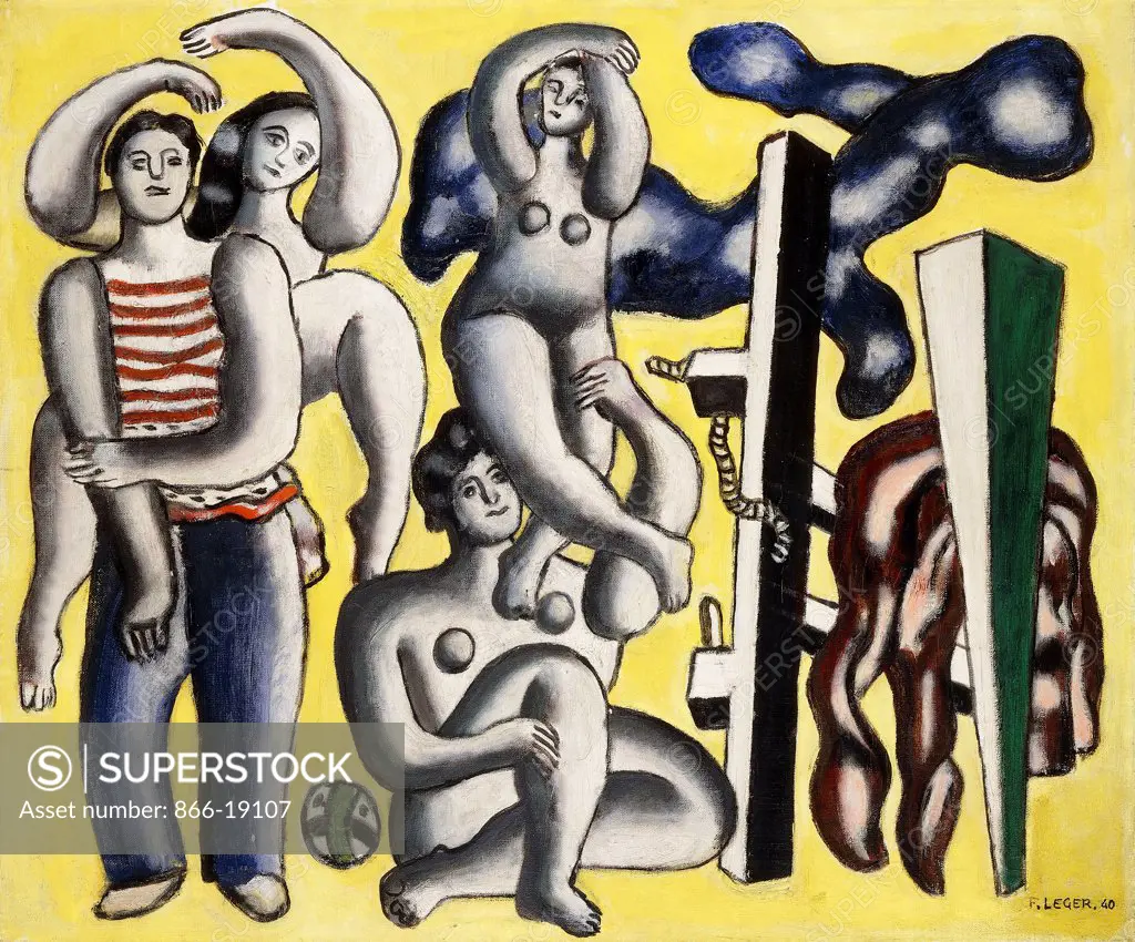 The Acrobats; Les Acrobates. Fernand Leger (1881-1955). Oil on canvas. Painted in 1940. 54.3 x 64.8cm