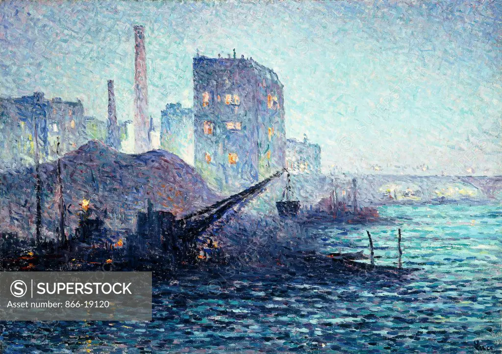 The Thames in London; La Tamise a Londres. Maximilien Luce (1858-1941). Oil on canvas. Painted circa 1893. 46 x 65cm.