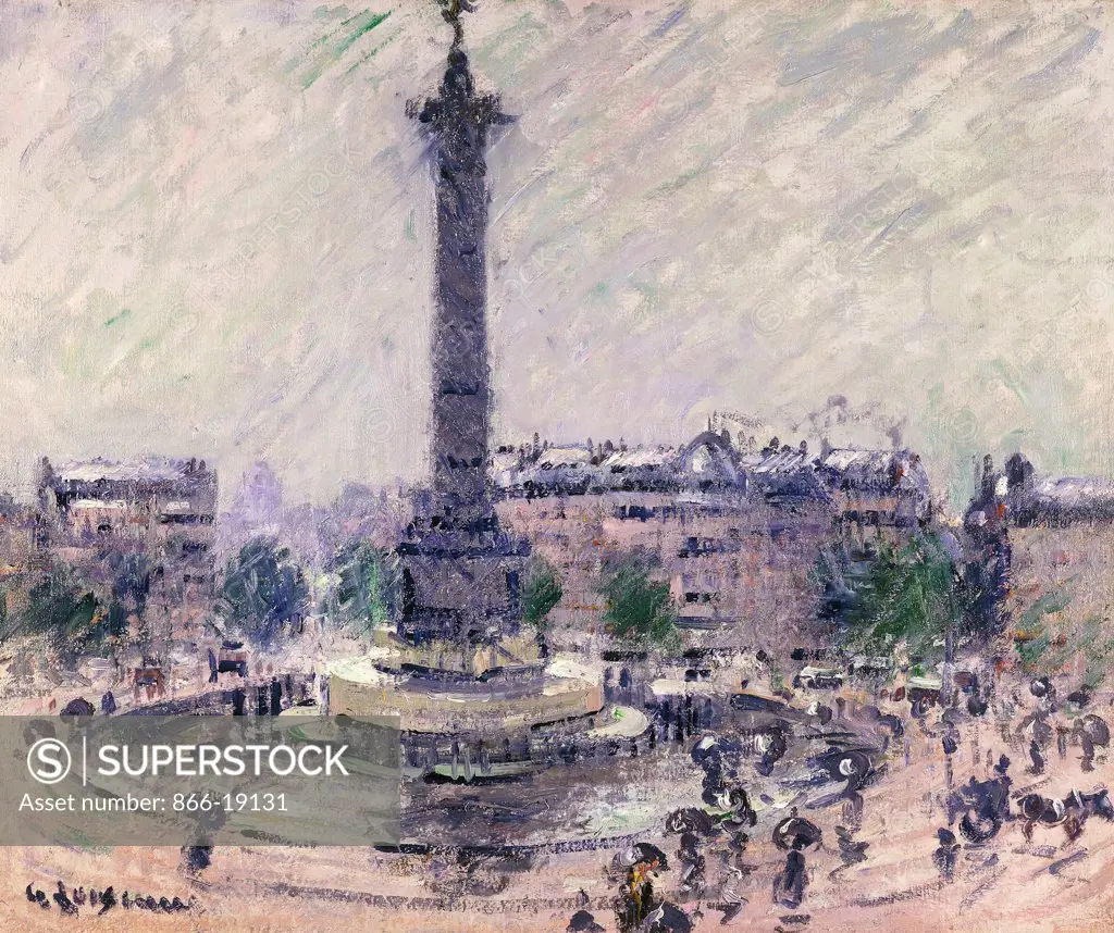 Paris, Place de la Bastille. Gustave Loiseau (1865-1935). Oil on canvas. Painted circa 1922. 50.2 x 61cm.