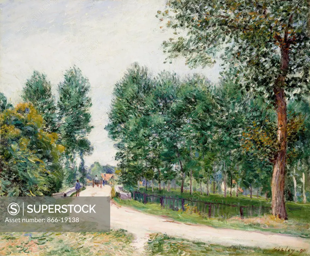 The Saint-Mammes Path, Morning; Le Chemin de Saint-Mammes, le Matin.  Alfred Sisley (1839-1899). Oil on canvas. Painted in 1890. 54 x 65cm.