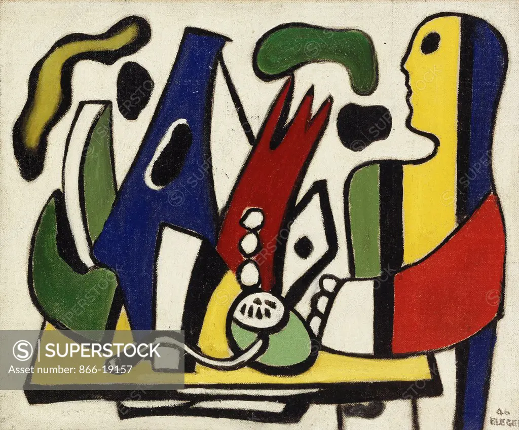 Person and Still-life; Personnage et Nature Morte. Fernand Leger (1881-1955). Oil on canvas. Painted in 1946. 38.4 x 46.3.