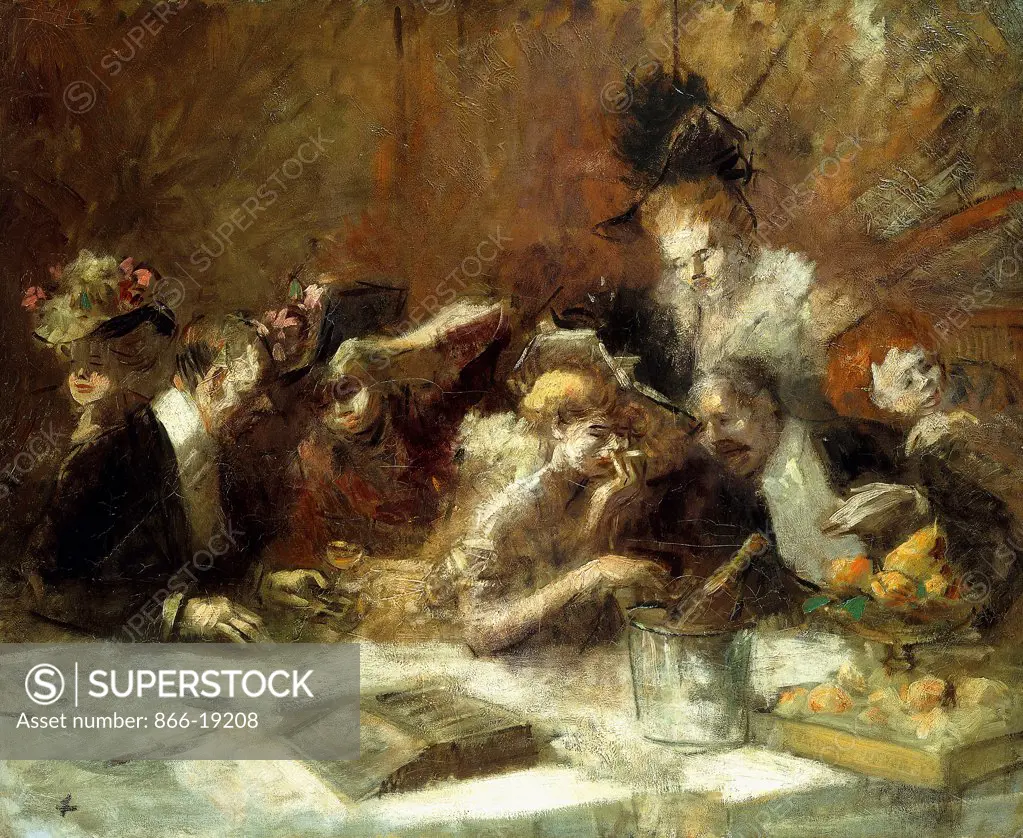 Cafe Maxim, Paris. Jean Louis Forain (1852-1931). Oil on canvas. 60.3 x 73.7cm.