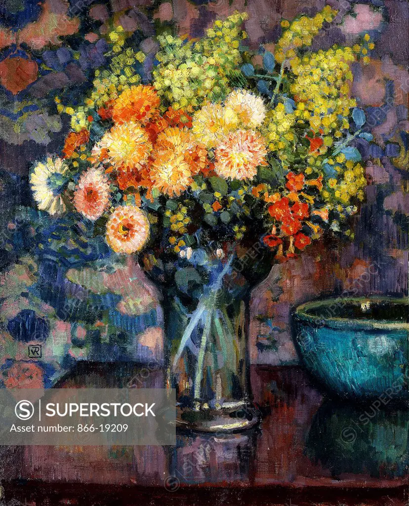 Vase of Flowers; Vase de Fleurs. Theo van Rysselberghe (1862-1926). Oil on canvas. Painted circa 1911. 50.2 x 40.7cm.