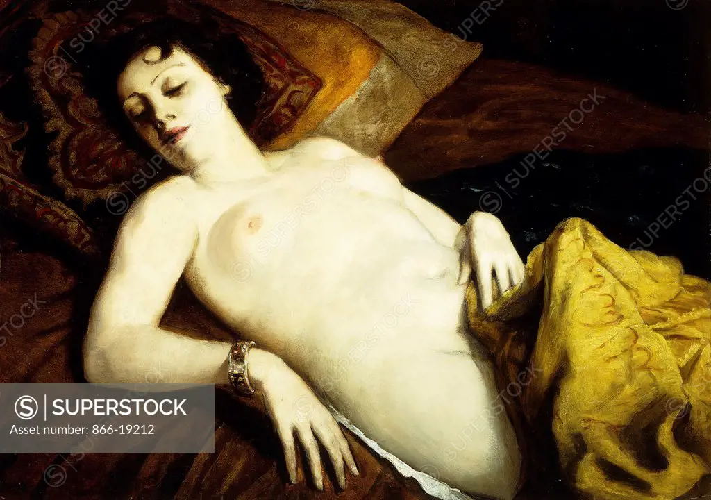 Sleeping Nude with Bracelet; Nu Couche au Bracelet. Emile Bernard (1868-1941). Oil on board. Painted in 1930. 76 x 106.3cm.