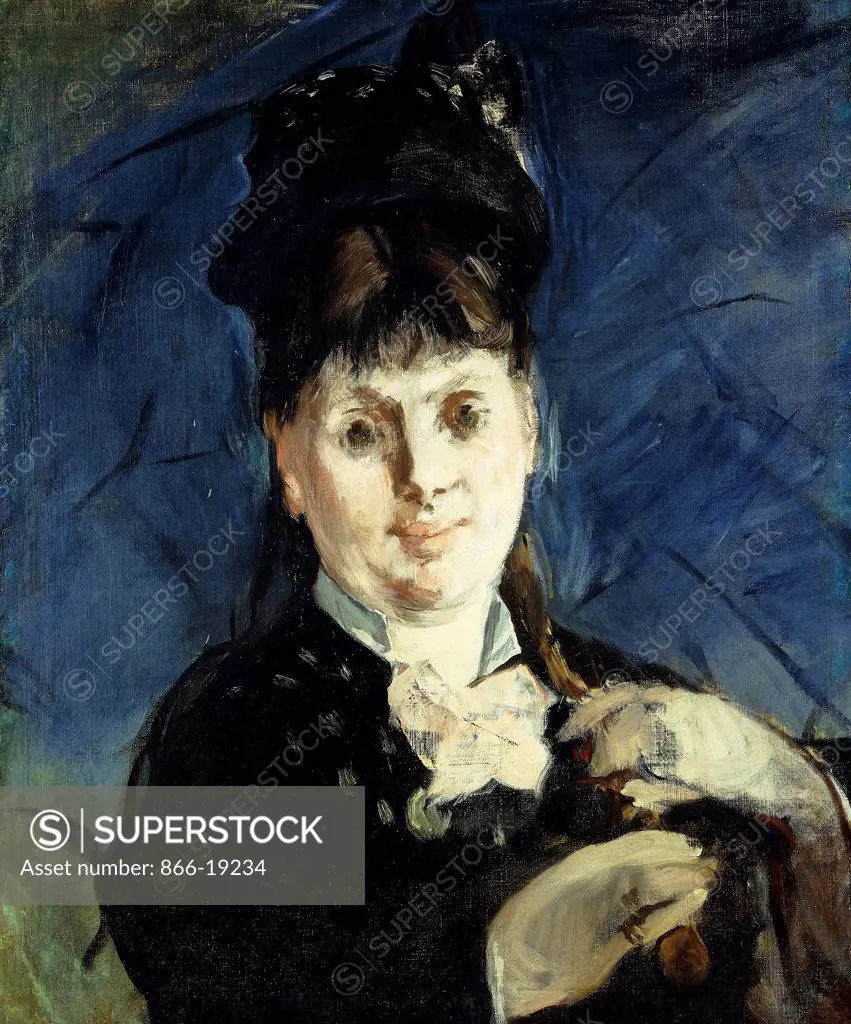 Woman and an Umbrella; La Femme a L'Ombrelle. Edouard Manet (1832-1883). Oil on canvas. Painted circa 1875. 48.2 x 40.3cm.
