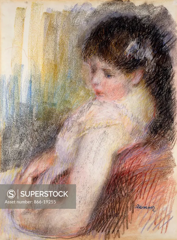 Woman Sitting; Femme Assise. Pierre Auguste Renoir (1841-1919). Pastel on paper. Drawn in 1879. 65.2 x 49.5cm.